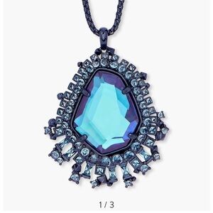 Kendra Scott Daenerys Long Pendant Necklace Rhod Gray Dichroic Glass